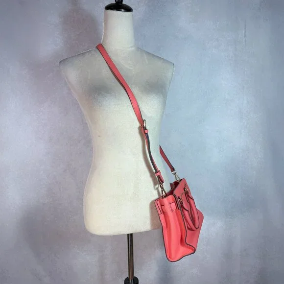 Michael Kors Leather Satchel Bag Crossbody Handbag Coral-Pink Mini